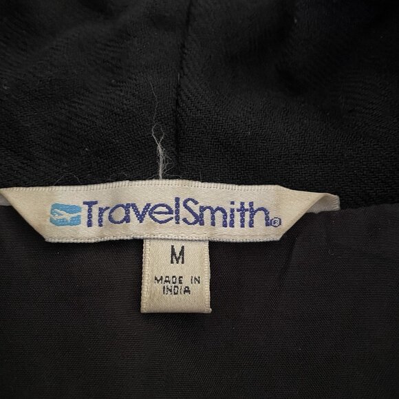 TravelSmith Wool Jacket Womens Black Embroidered Hidden Pockets Lagenlook Boho M - Picture 8 of 14